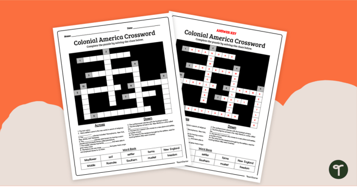 Colonial america crossword puzzle answer key