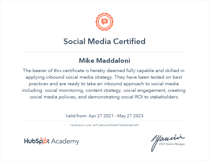 Hubspot academy social media marketing exam answers